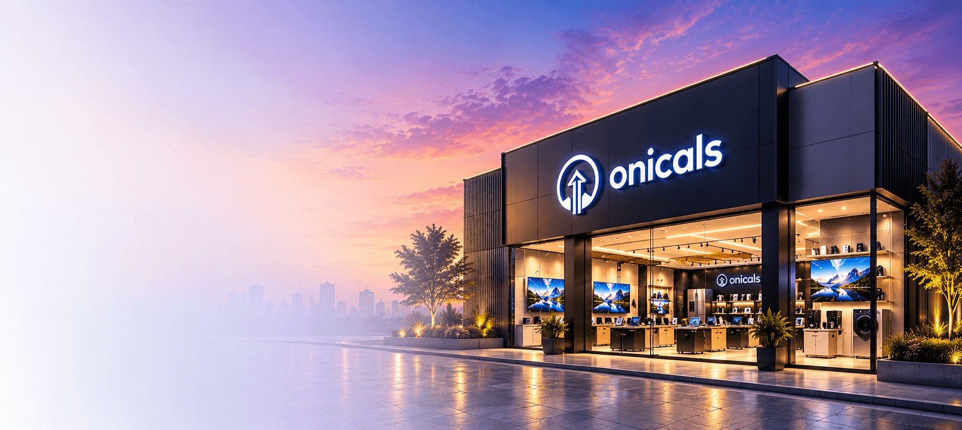 Premium home electronics in a modern Onicals showroom